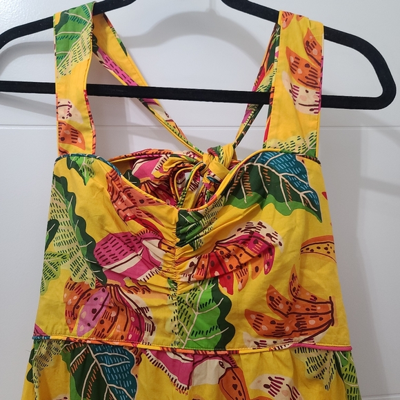 FARM RIO Yellow Beaks & Bananas Maxi Dress Size Small - Picture 6 of 7